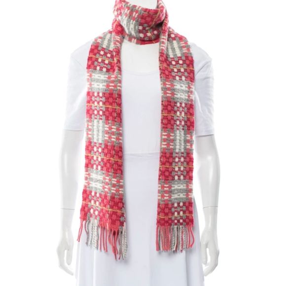 Burberry Accessories - Authentic Burberry cashmere scarf in red & pink plaid check
